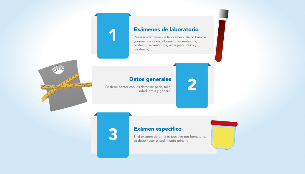 Listado de pasos para la realización del diagnóstico de ERC.